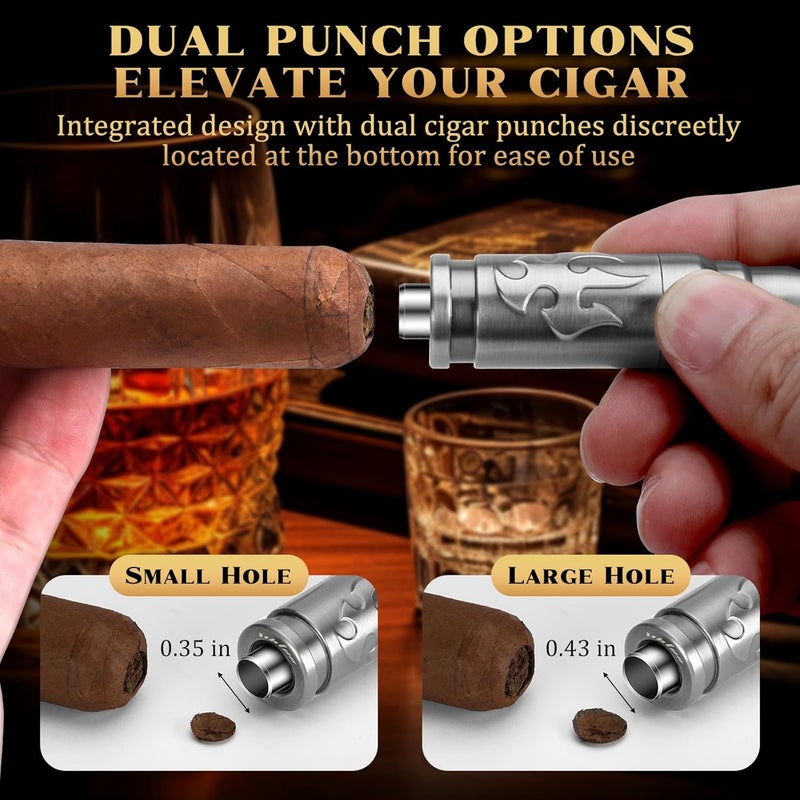 LIHTUN Portable Cigar Punch Cutter - Twist-Out Cigar Punch with 2 Sizes, Clockwise Switch Between Large and Small Punch Holes, Precision Cutting for Various Cigars, Christmas Day Gift (Silver) - Image 4